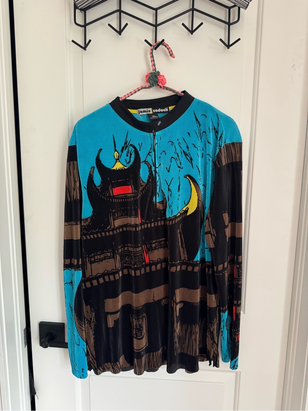 Jamie Sadock Graphic Long Sleeve Top in Turquoise & Brown